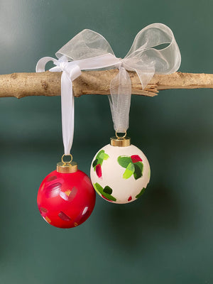 SOLD OUT | Original Abstract Hand Painted Ornament | Holly | Ball