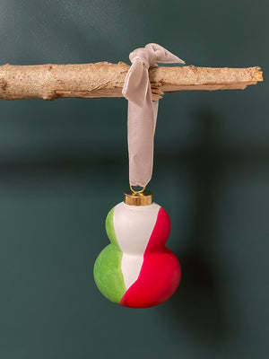 SOLD OUT | Original Hand Dipped Ceramic Ornament | Red + Green | Fancy