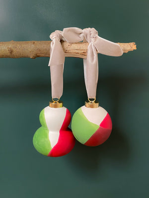 SOLD OUT | Original Hand Dipped Ceramic Ornament | Red + Green | Ball