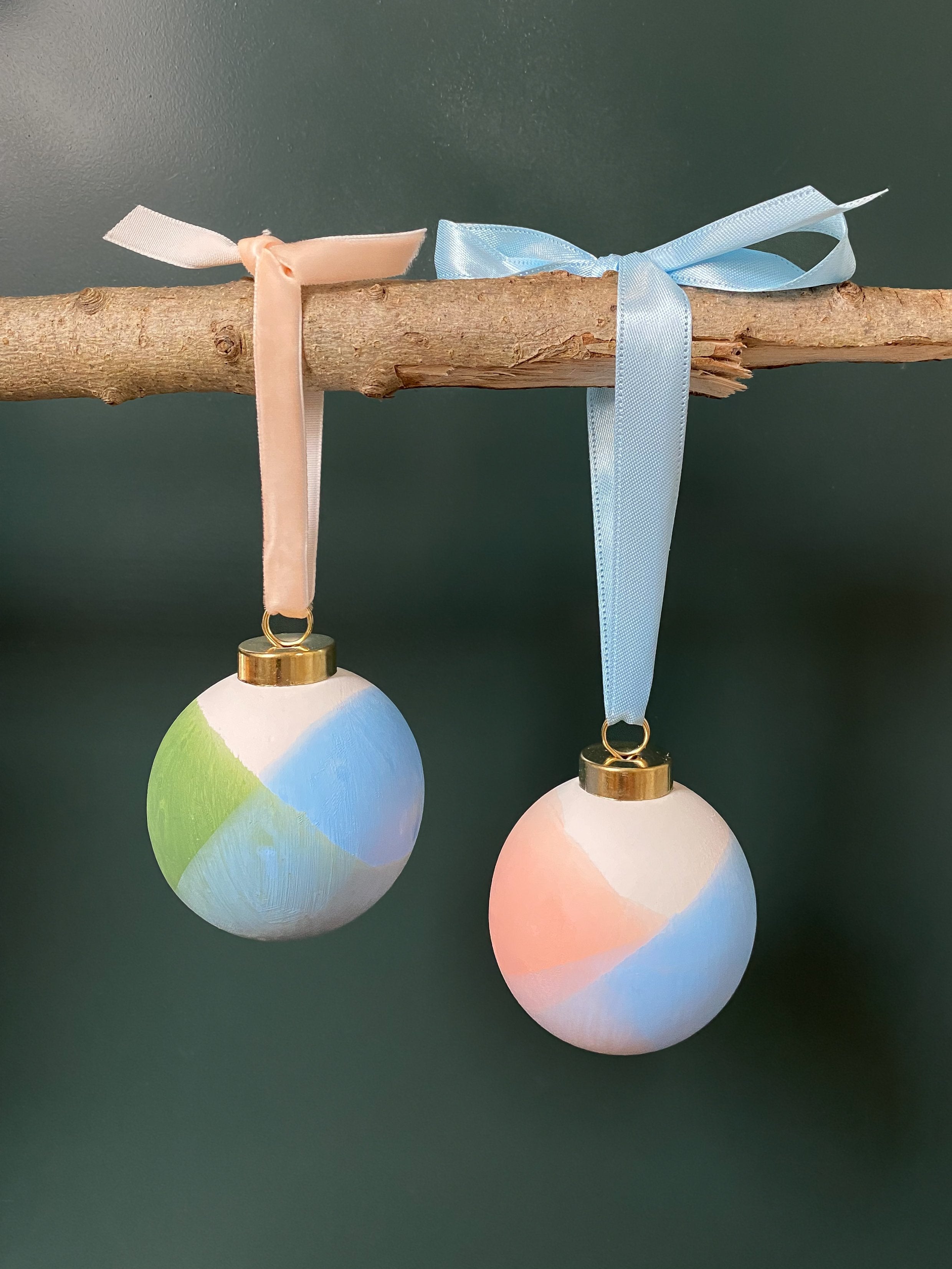 SOLD OUT | Original Hand Dipped Ceramic Ornament | Blue + Pink | Ball