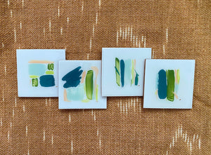 Open image in slideshow, Abstract Hand Painted Resin Coaster Set (4) - Made to Order
